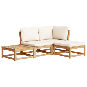 4 pcs conjunto lounge de jardim com almofadões acácia maciça H