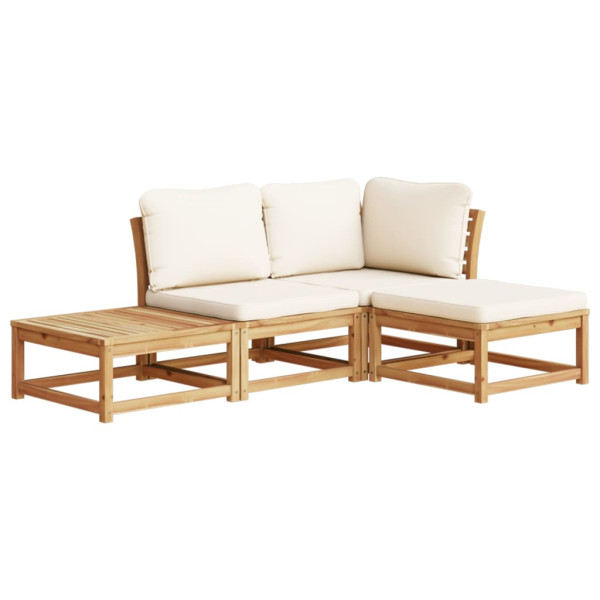 4 pcs conjunto lounge de jardim com almofadões acácia maciça M 2