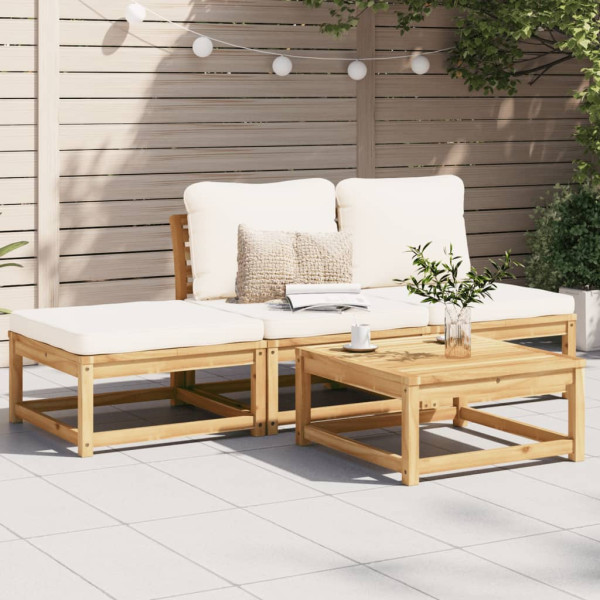 4 pcs conjunto lounge de jardim com almofadões acácia maciça D