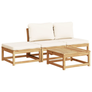 Set de muebles de jardín 4 pzs y cojines madera maciza acacia H