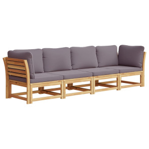 Set de muebles de jardín 4 pzs y cojines madera maciza acacia H