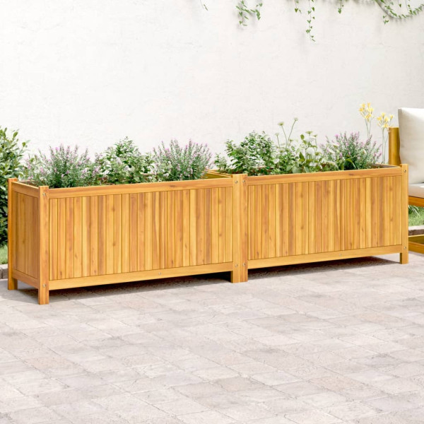 Jardinera con forro madera maciza de acacia 199x38.5x50 cm D