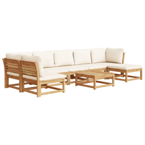 Juego de muebles jardín 8 pzas con cojines madera maciza acacia H