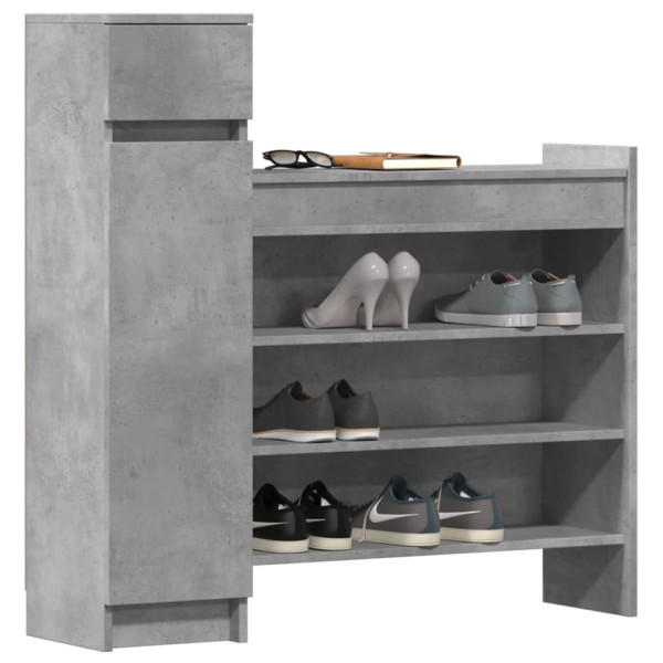 Zapatero madera de ingeniería gris hormigón 100.5x28x100 cm M 4