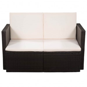 Sofá de jardín 2 plazas con cojines ratán sintético marrón H