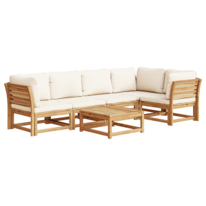 6 pcs conjunto lounge jardim c/almofadões madeira maciça acácia H