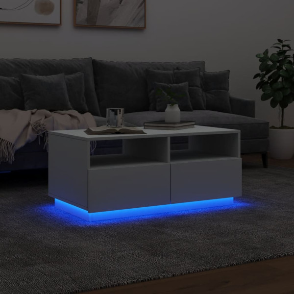 Mesa de centro com luzes LED 90x49x40 cm branco M 5
