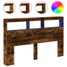 Cabecero de cama con luz LED roble ahumado 160x17x102 cm 2