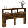 Cabecero de cama con luz LED roble ahumado 160x17x102 cm 5
