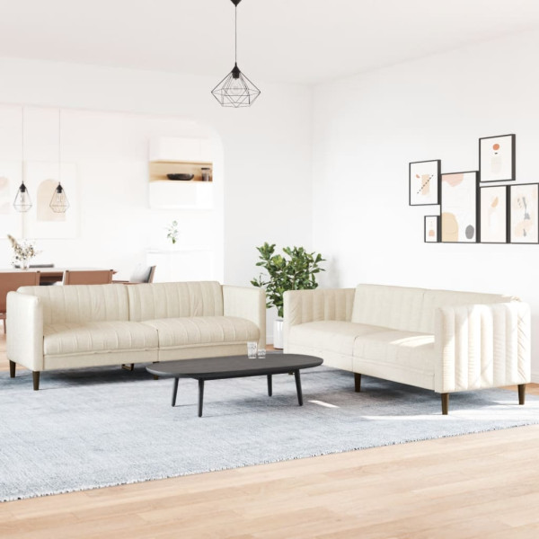 Conjunto de sofás 2 peças de tecido creme M 3