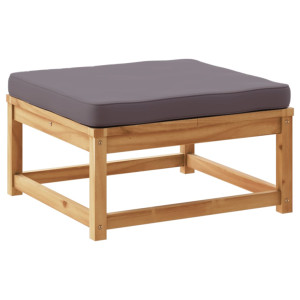 Taburete de jardín con cojines madera maciza de acacia H