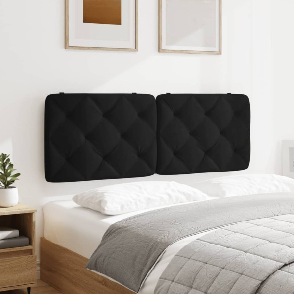 Cabecero de cama acolchado terciopelo negro 140 cm M 4