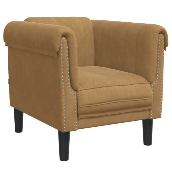 3 pcs conjunto de sofás veludo castanho M 4