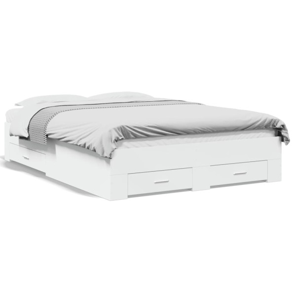 Cama con cajones madera de ingeniería blanco 135x190 cm D
