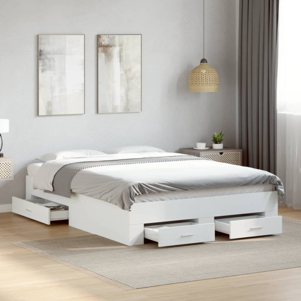 Estrutura de cama c/ gavetas 135x190cm derivados madeira branco M 3