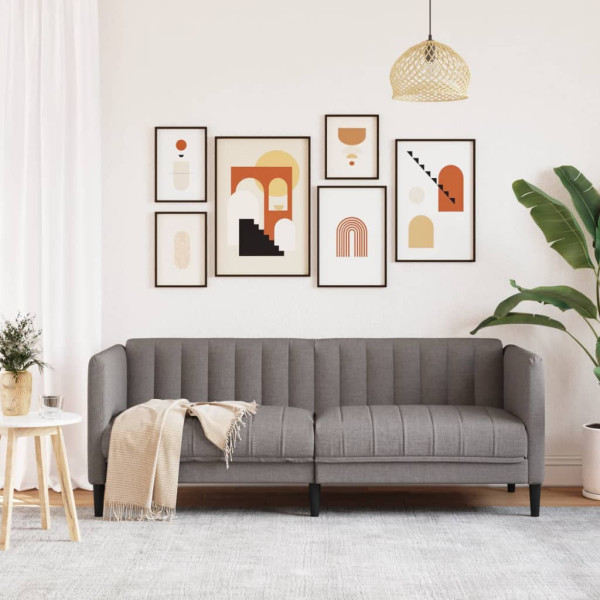 Sofá de 2 plazas tela gris taupe M 3