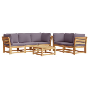 Juego de muebles jardín 6 pzas con cojines madera maciza acacia H