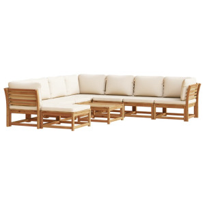 Juego de muebles jardín 9 pzas con cojines madera maciza acacia H