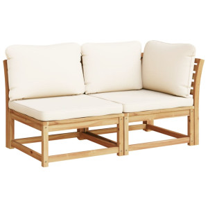 Set de muebles de jardín 2 piezas con cojines madera acacia H