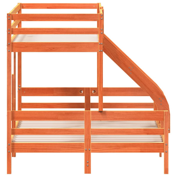 Litera de madera maciza de pino marrón cera 80x200/140x200 cm M 5