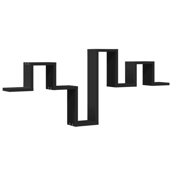 Estantería de pared madera de ingeniería negro 104.5x10x43 cm M 2