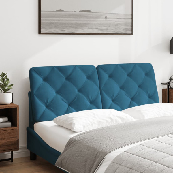 Cabecero de cama acolchado terciopelo azul 120 cm M 3