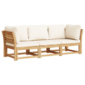 3 pcs conjunto lounge de jardim c/ almofadões acácia maciça H