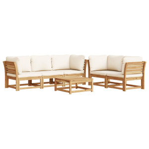 Juego de muebles jardín 6 pzas con cojines madera maciza acacia H