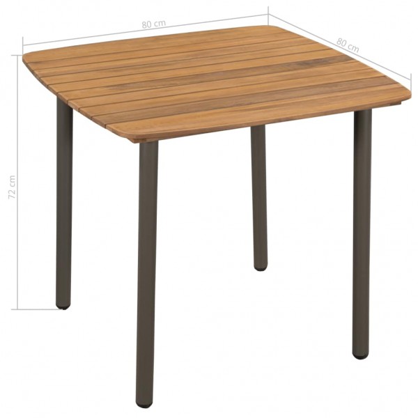 Mesa de jardín madera maciza de acacia y acero 80x80x72 cm M 4