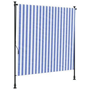 Estore de rolo para exterior 150x270cm tecido/aço azul e branco H