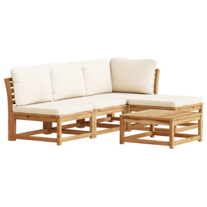 Juego de muebles jardín 5 pzas con cojines madera maciza acacia H