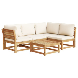 Juego de muebles jardín 5 pzas con cojines madera maciza acacia H