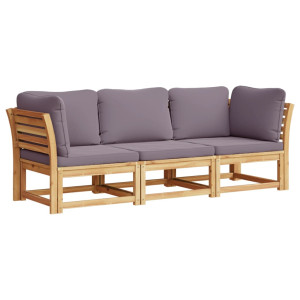 3 pcs conjunto lounge de jardim c/ almofadões acácia maciça H