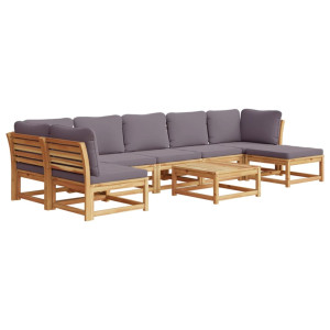 Juego de muebles jardín 8 pzas con cojines madera maciza acacia H