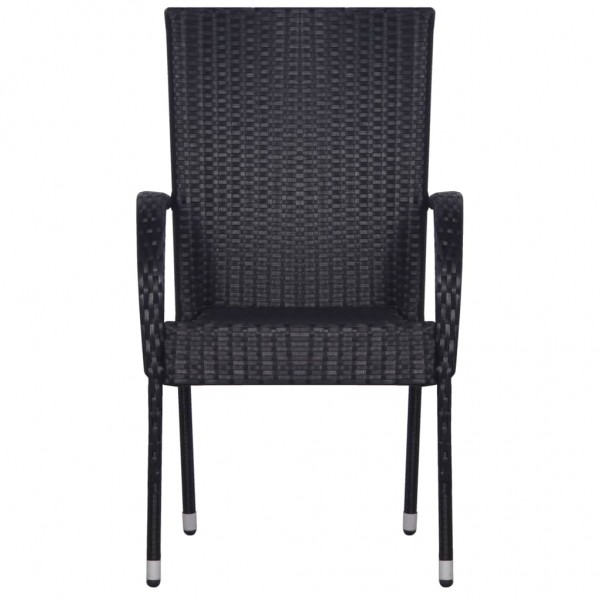 Cadeiras de exterior empilháveis 2 pcs vime PE preto M 3