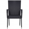 Cadeiras de exterior empilháveis 2 pcs vime PE preto 3