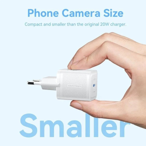 Cargador gan de pared vention fepl0-eu/ 1xusb tipo-c/ 20w M 4