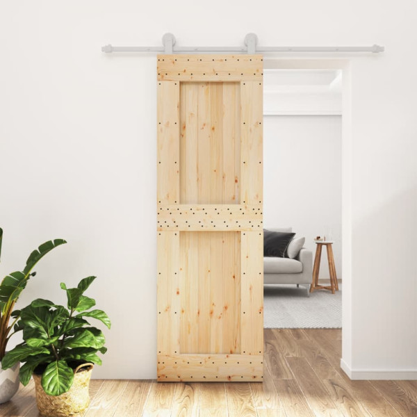 Puerta corredera con herrajes madera maciza de pino 70x210 cm D