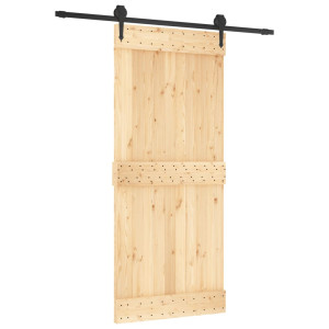 Puerta corredera con herrajes madera maciza de pino 90x210 cm H