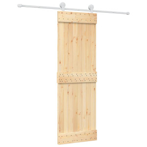 Puerta corredera con herrajes madera maciza de pino 70x210 cm H