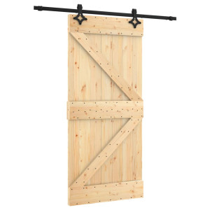 Puerta corredera con herrajes madera maciza de pino 95x210 cm H