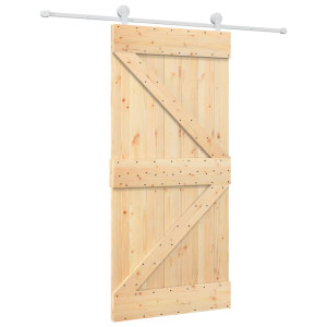 Puerta corredera con herrajes madera maciza de pino 95x210 cm H