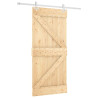 Puerta corredera con herrajes madera maciza de pino 95x210 cm 2