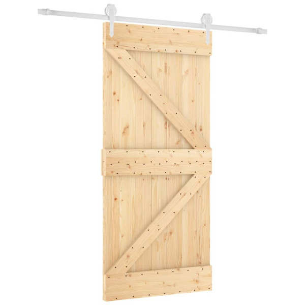 Puerta corredera con herrajes madera maciza de pino 95x210 cm M 2