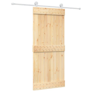 Puerta corredera con herrajes madera maciza de pino 90x210 cm H