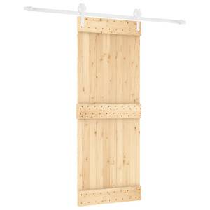 Puerta corredera con herrajes madera maciza de pino 80x210 cm H