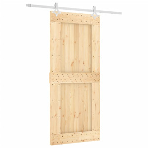 Puerta corredera con herrajes madera maciza de pino 90x210 cm H