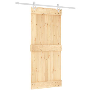 Puerta corredera con herrajes madera maciza de pino 90x210 cm H