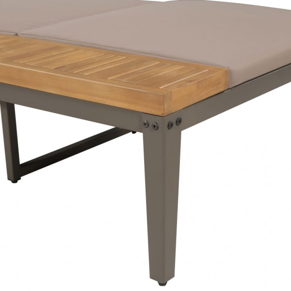 Tumbona con cojines madera maciza de acacia marrón M 4