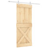 Puerta corredera con herrajes madera maciza de pino 85x210 cm 2